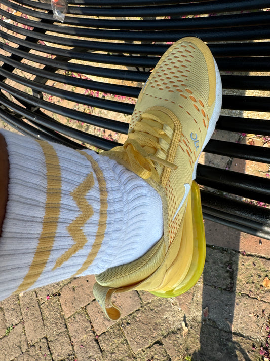WM LOGO SPORT SOCKS - YELLOW LOGO W/strips