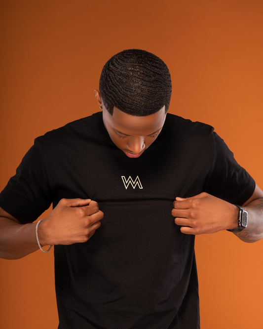 BLACK T-SHIRT W/ WHITE LOGO