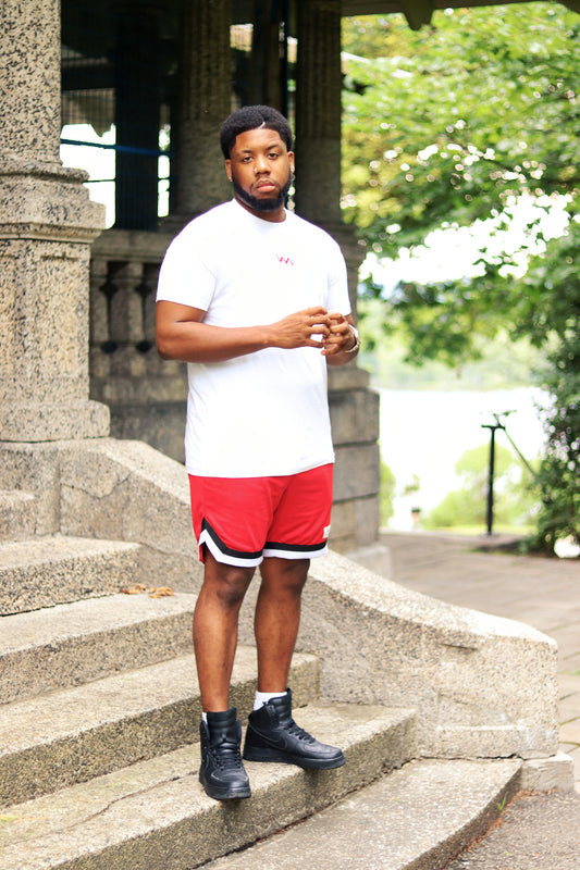 WHITE T-SHIRT W/ RED LOGO