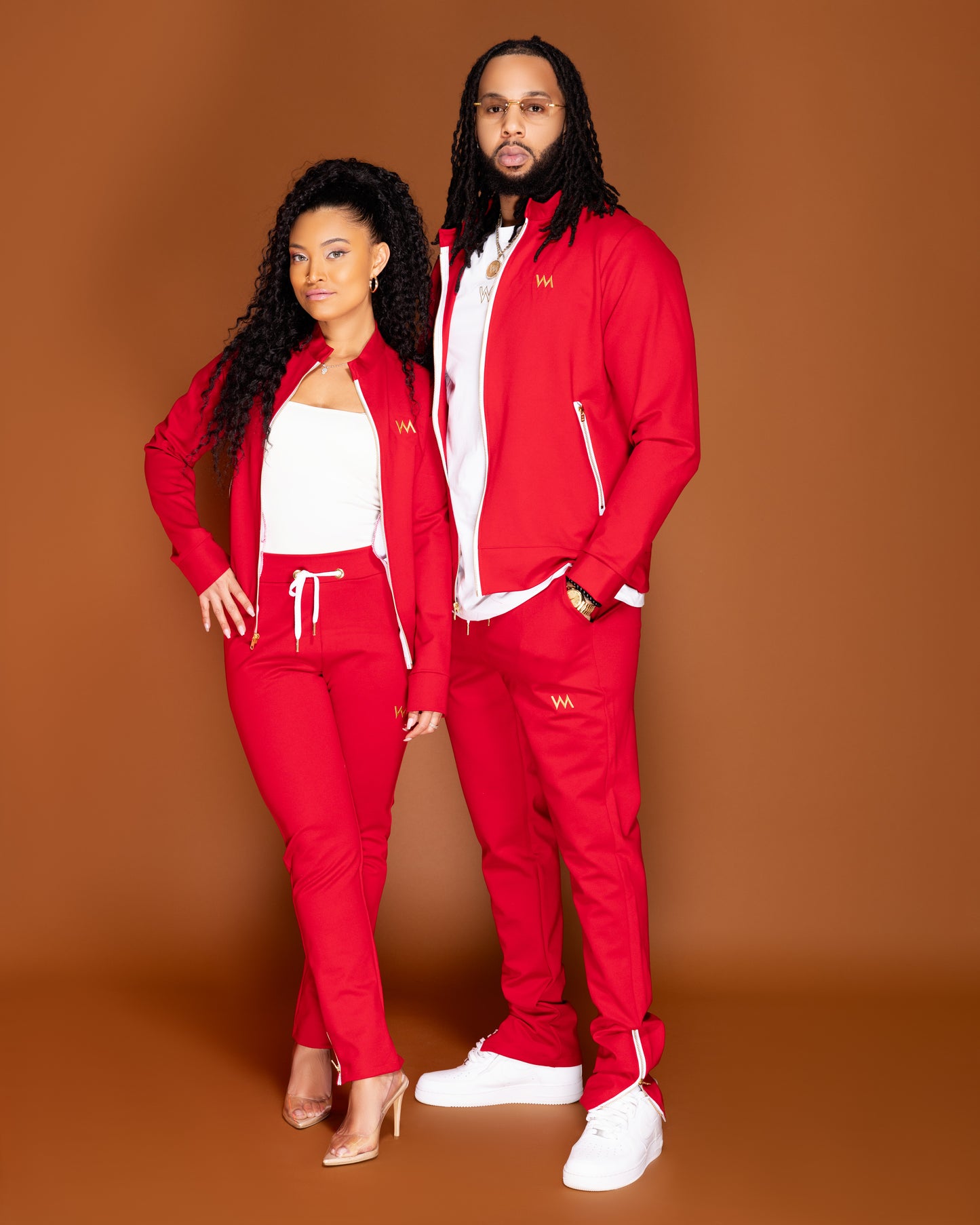 ZIPPERED BOTTOM SWEATPANTS MEN - FIRE RED