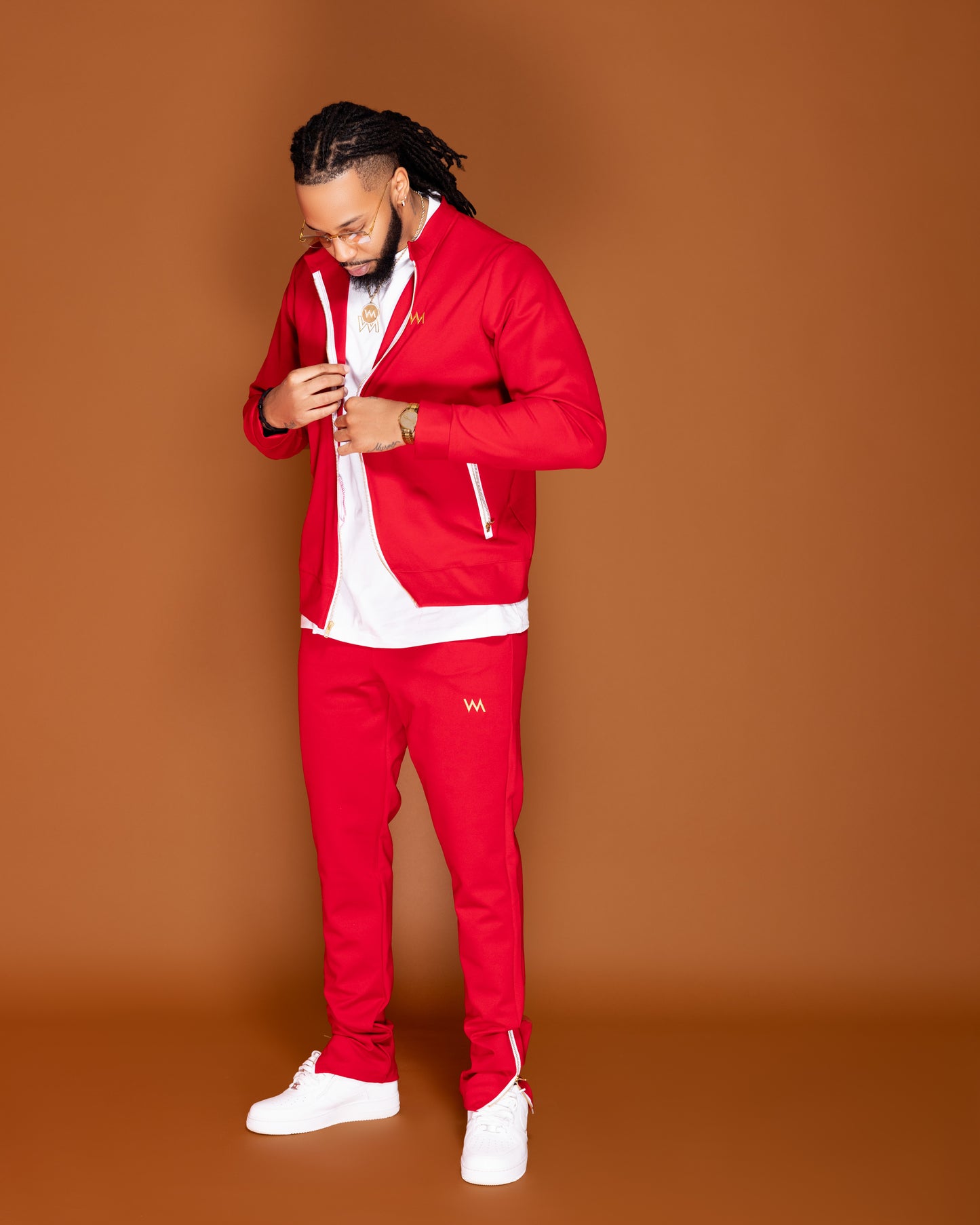 ZIPPERED BOTTOM SWEATPANTS MEN - FIRE RED