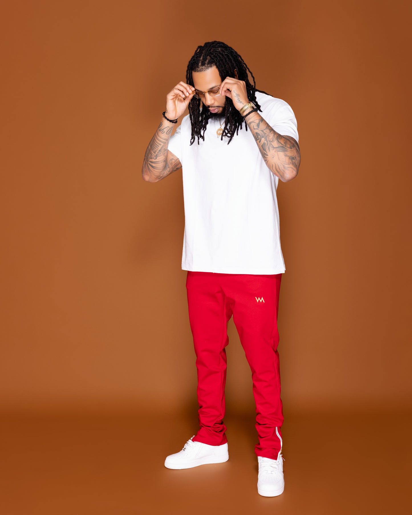 ZIPPERED BOTTOM SWEATPANTS MEN - FIRE RED