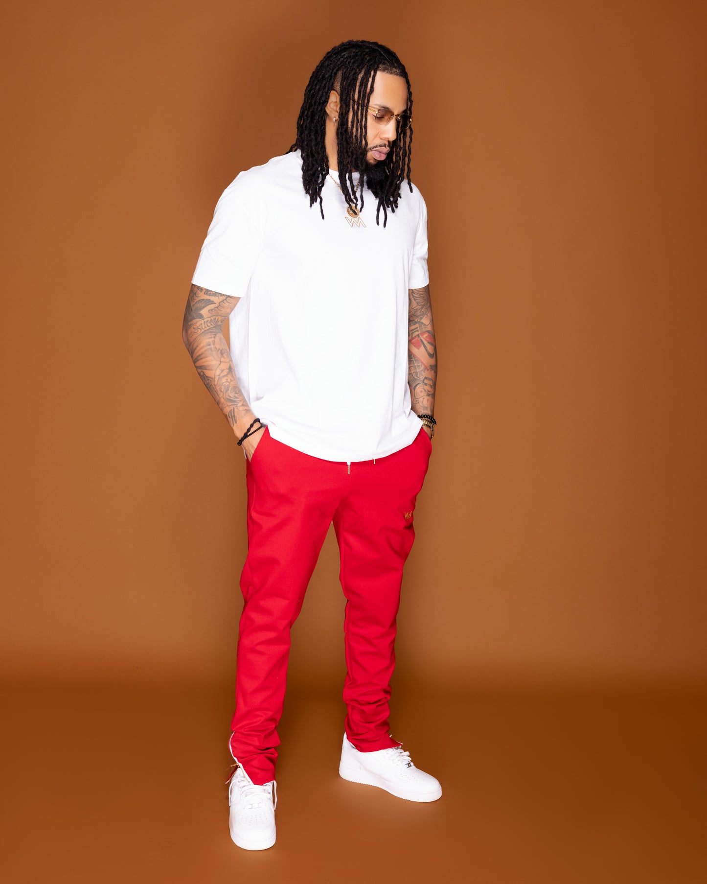 ZIPPERED BOTTOM SWEATPANTS MEN - FIRE RED