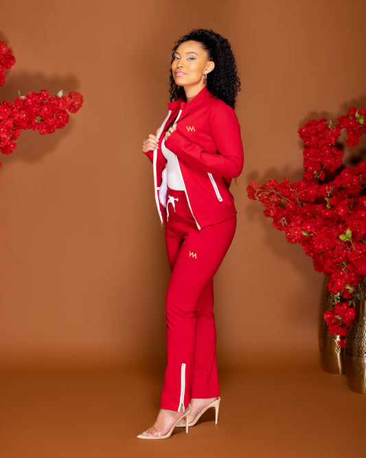 ZIPPERED BOTTOM SWEATPANTS WOMEN - FIRE RED