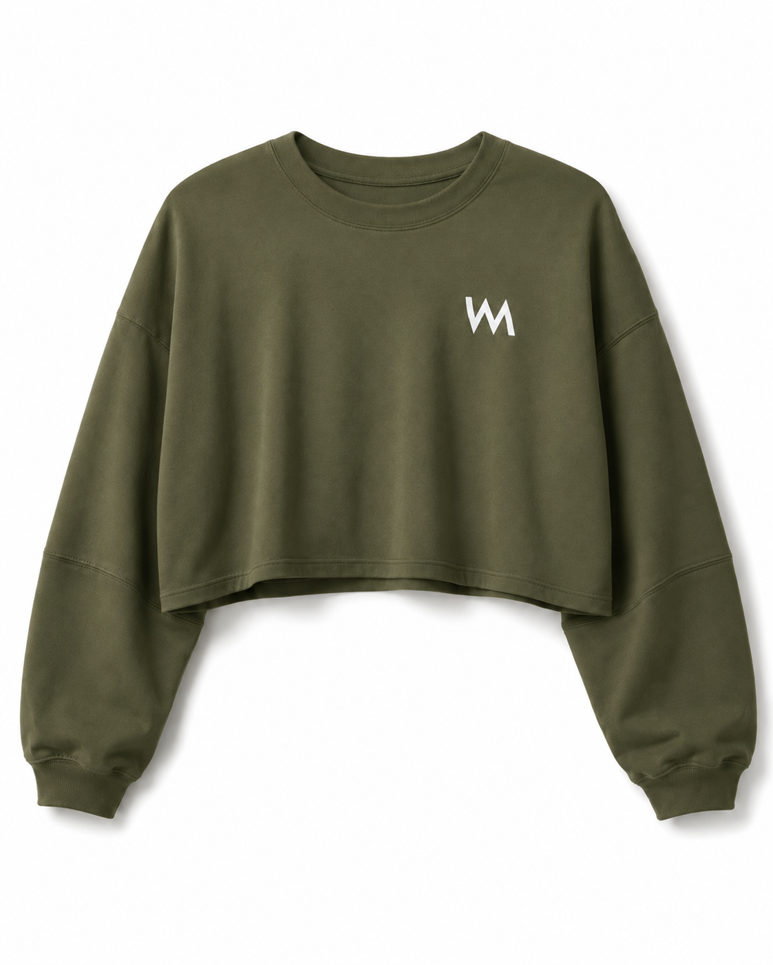 CROWN WOMEN’S LONG SLEEVE CROP TEE - ARMY GREEN