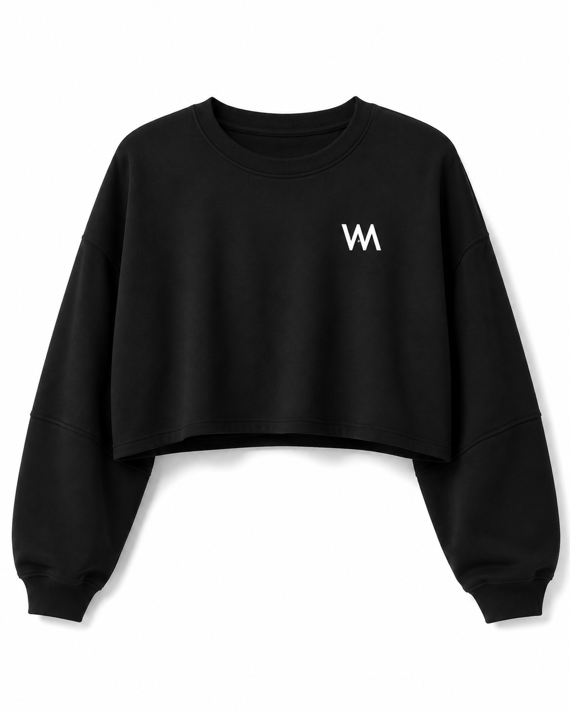 CROWN WOMEN’S LONG SLEEVE CROP TEE - BLACK