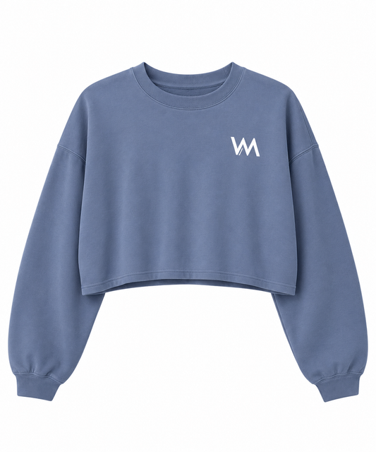 CROWN WOMEN’S LONG SLEEVE CROP TEE - LIGHT BLUE