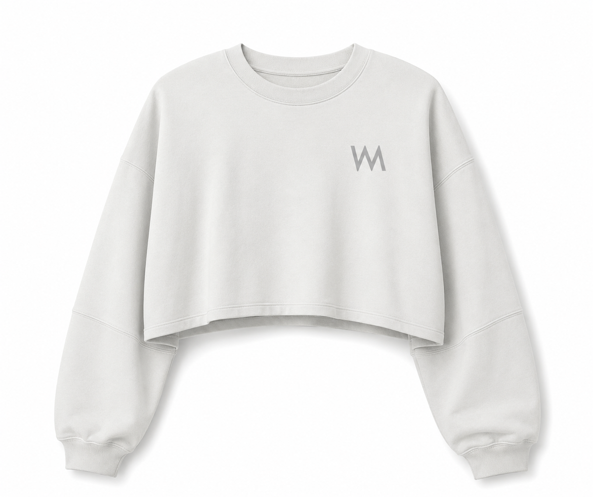CROWN WOMEN’S LONG SLEEVE CROP TEE - WHITE