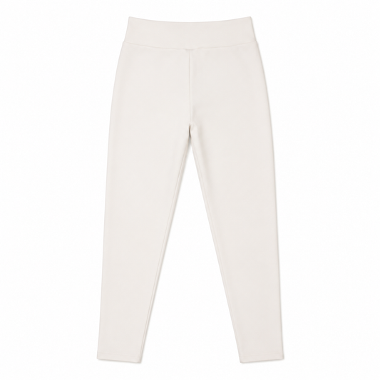 WOMEN'S HIGH WAISTED LEGGINGS - WHITE CREAM