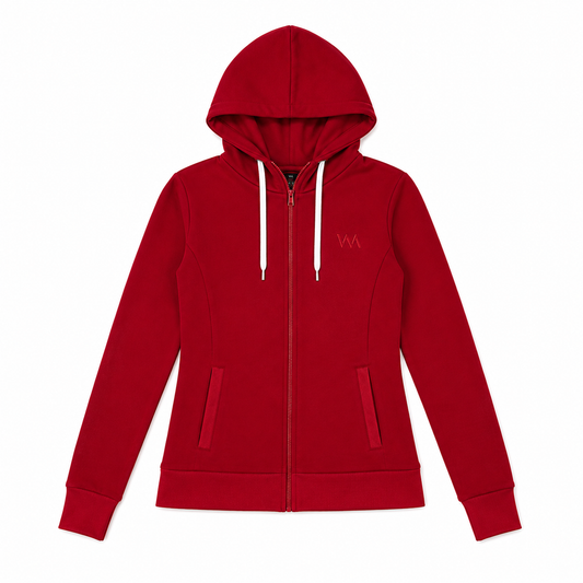 WOMEN'S HOODED TRACK JACKET — RED