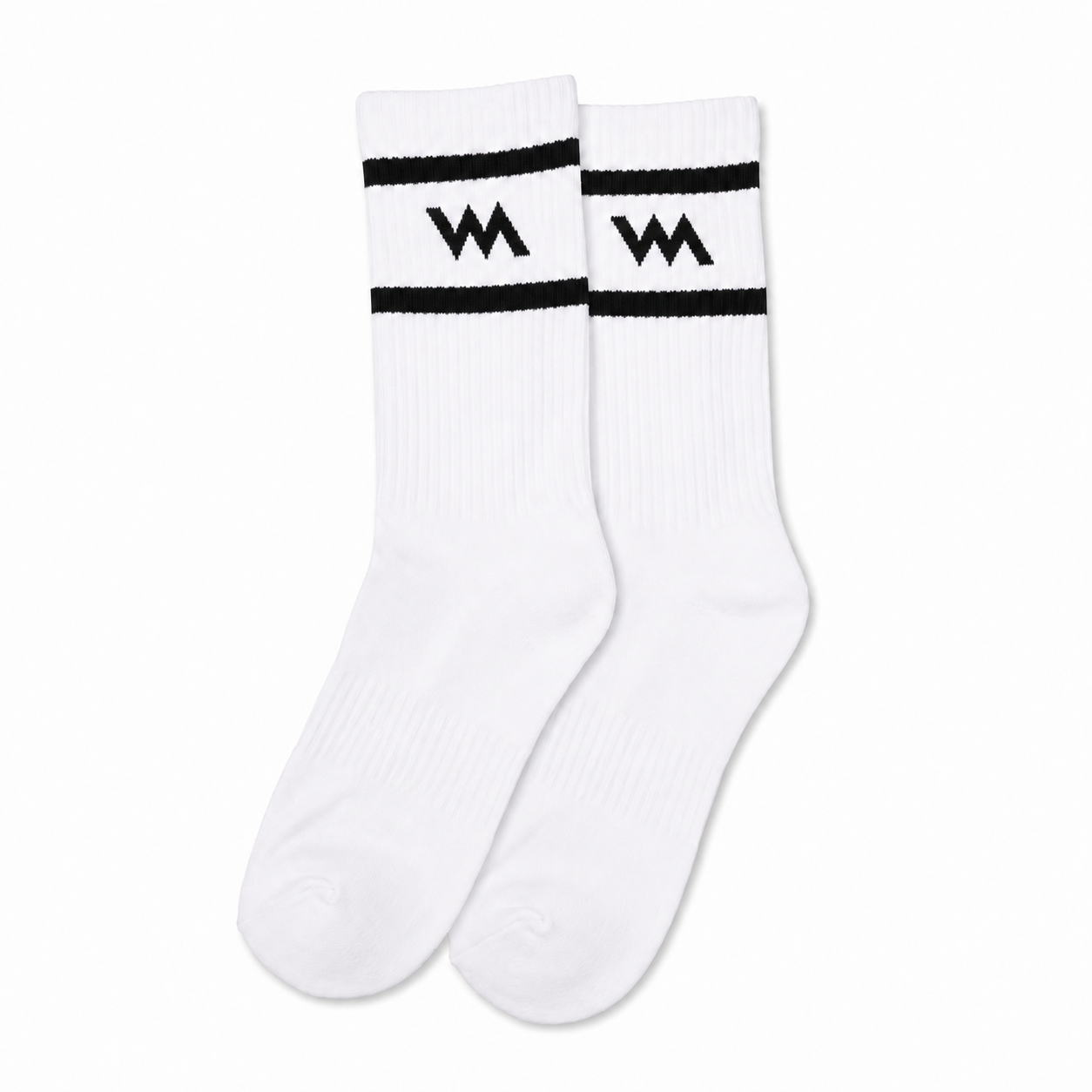 WM LOGO SPORT SOCKS - BLACK LOGO W/strips
