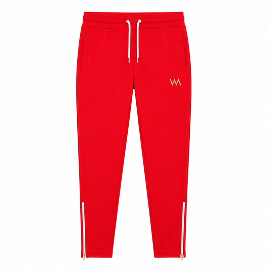 ZIPPERED BOTTOM SWEATPANTS MEN - FIRE RED