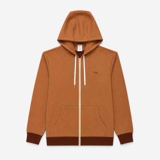 HOODED ZIPPERED JACKETS MEN - BROWN