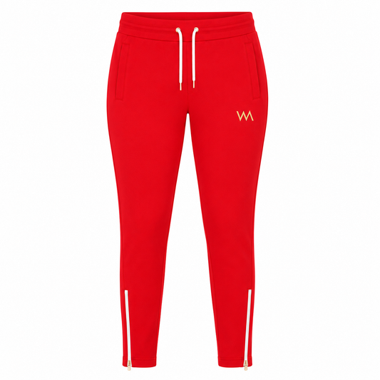 ZIPPERED BOTTOM SWEATPANTS WOMEN - FIRE RED