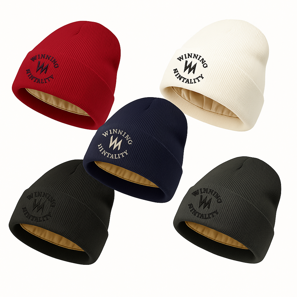 Winning Mentality Embroidered Satin-Lined Beanie