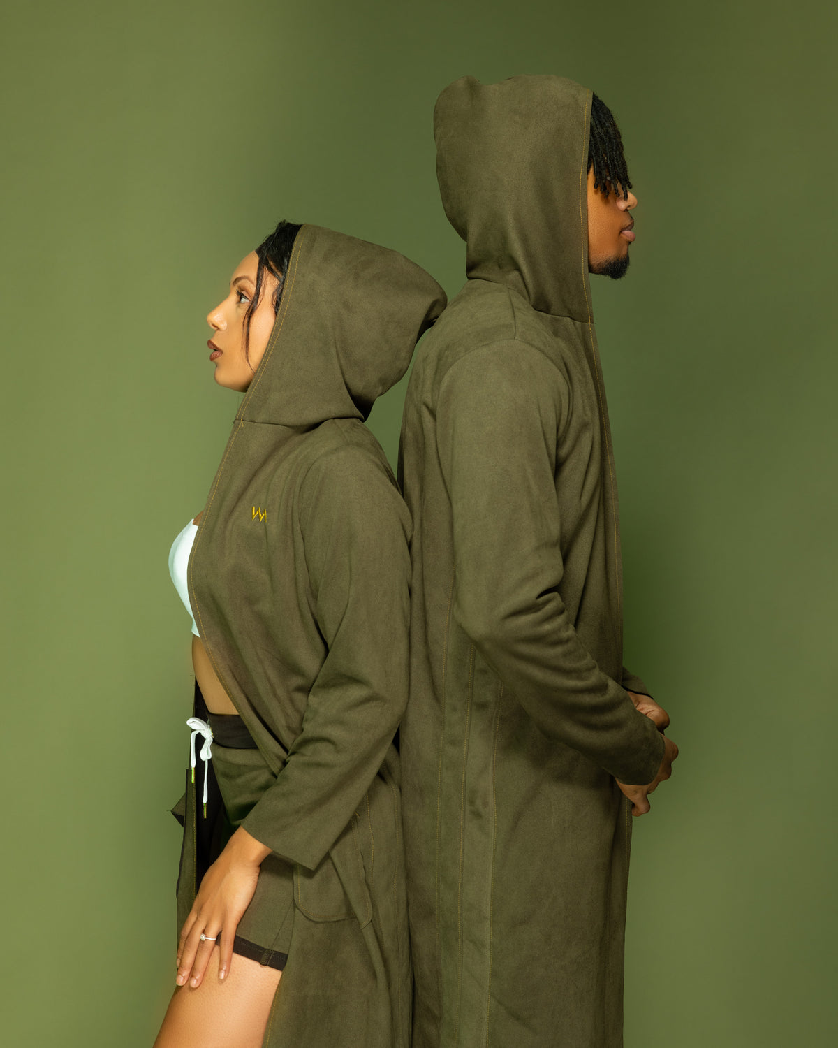 MEN'S LONG HOODED COAT - OLIVE