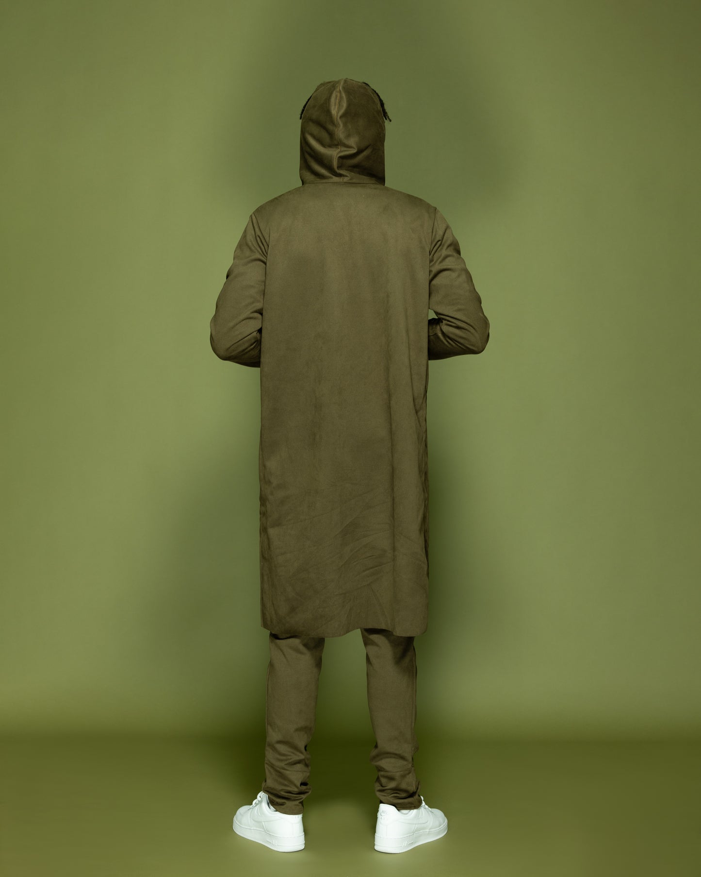 MEN'S LONG HOODED COAT - OLIVE