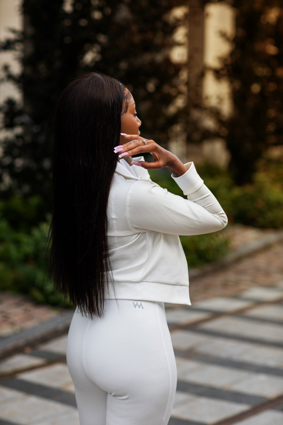 WOMEN'S HIGH WAISTED LEGGINGS - WHITE CREAM